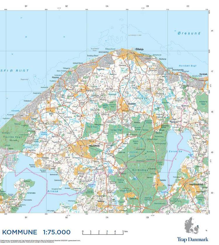 Kort Over Gribskov Kommune Trap Danmark: Falset kort over Gribskov Kommune af Trap Danmark  Kort Over Gribskov Kommune